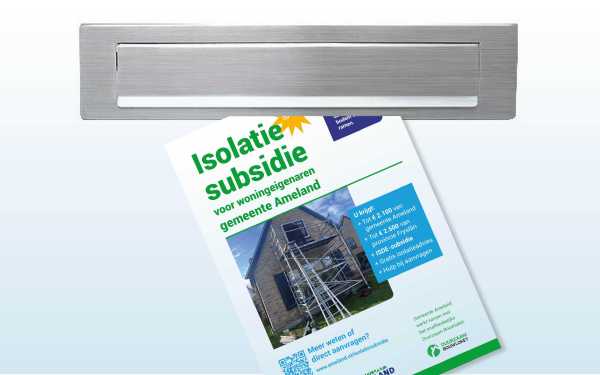 Flyer isolatiesubsidie op de mat